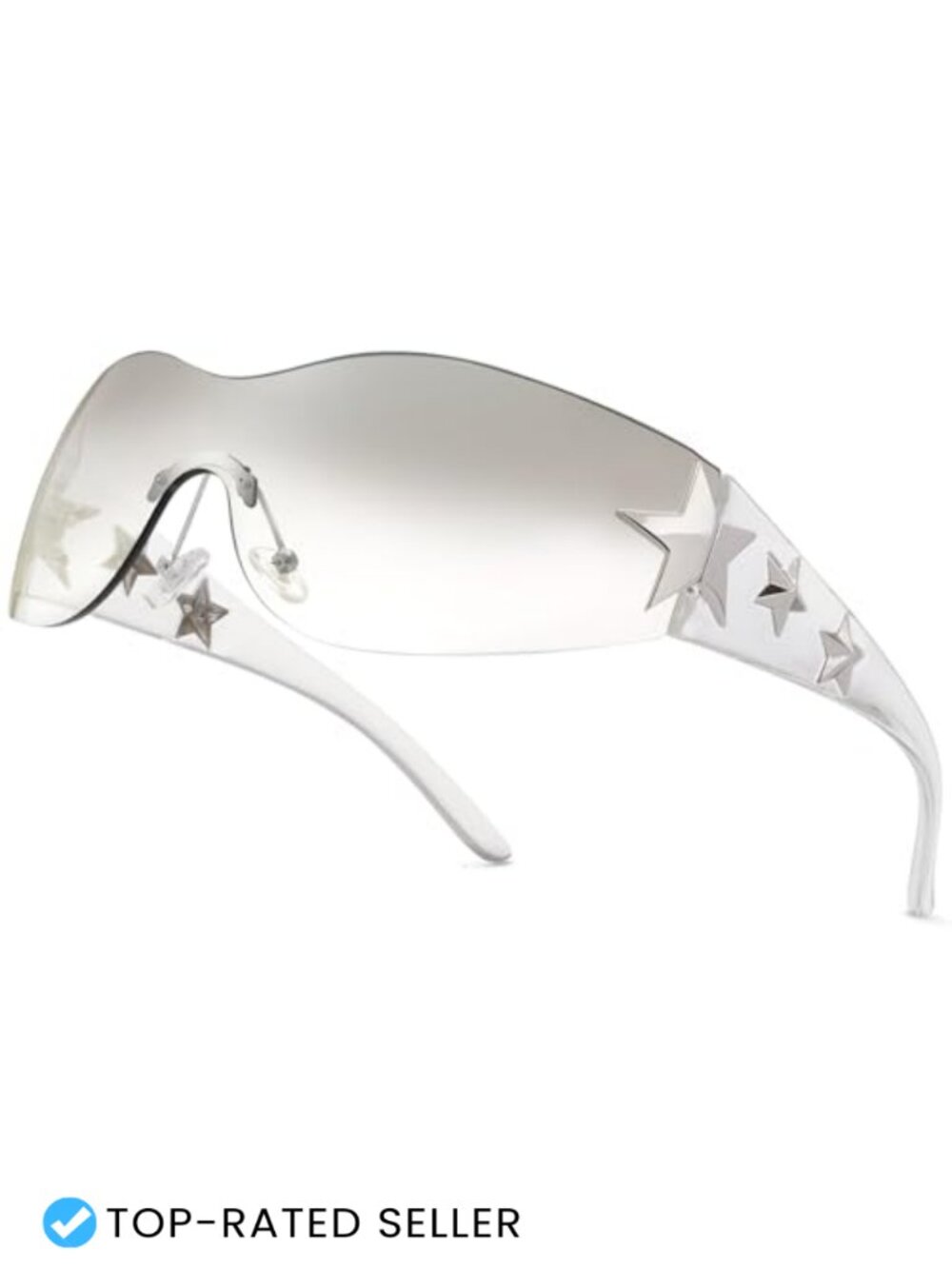 Rimless Star Wrap Around Y2K Shield Sunglasses UV400 Lightweight